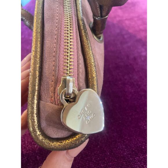 RARE Vintage Y2K MOSCHINO Cheap & Chic Suede Baguette Mini Bag Purse MAUVE - Picture 6 of 9